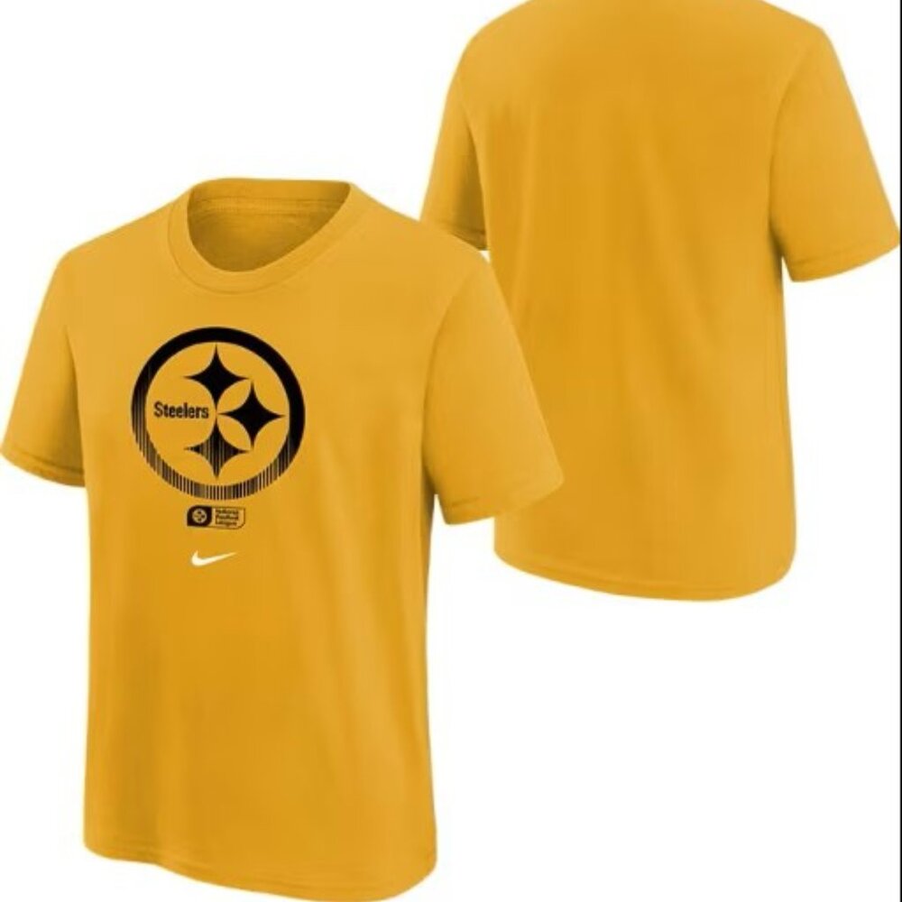 Nike Youth Pittsburgh Steeler T-Shirt Gold Cotton Short Sleeve XL 18/20 NEW